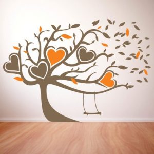 Stenska nalepka Srca na drevesu