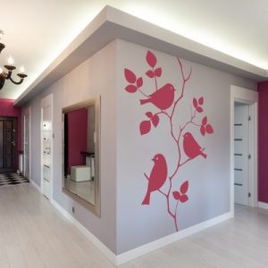 Stenska nalepka Trije ptički na veji